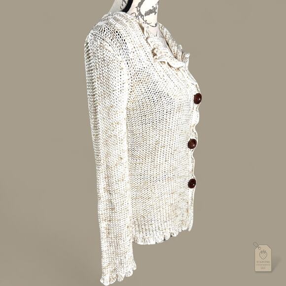 BCBGMAXAZRIA Cream Button Down Knit Sweater Cardigan - Picture 3 of 9